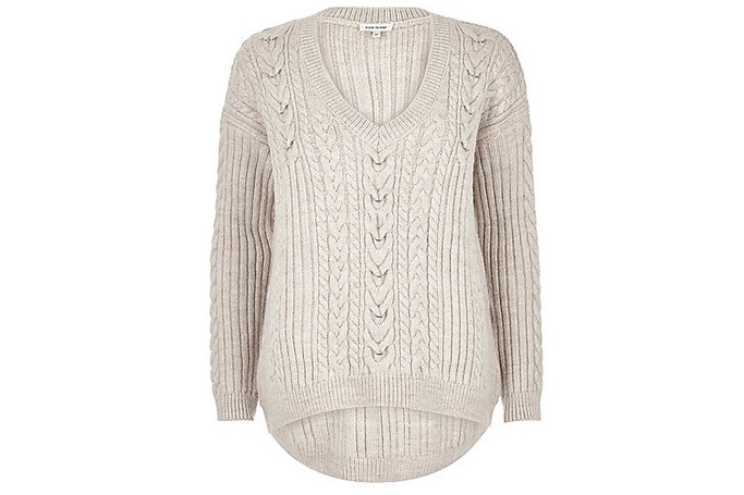 River Island - Stone cable knit jumper